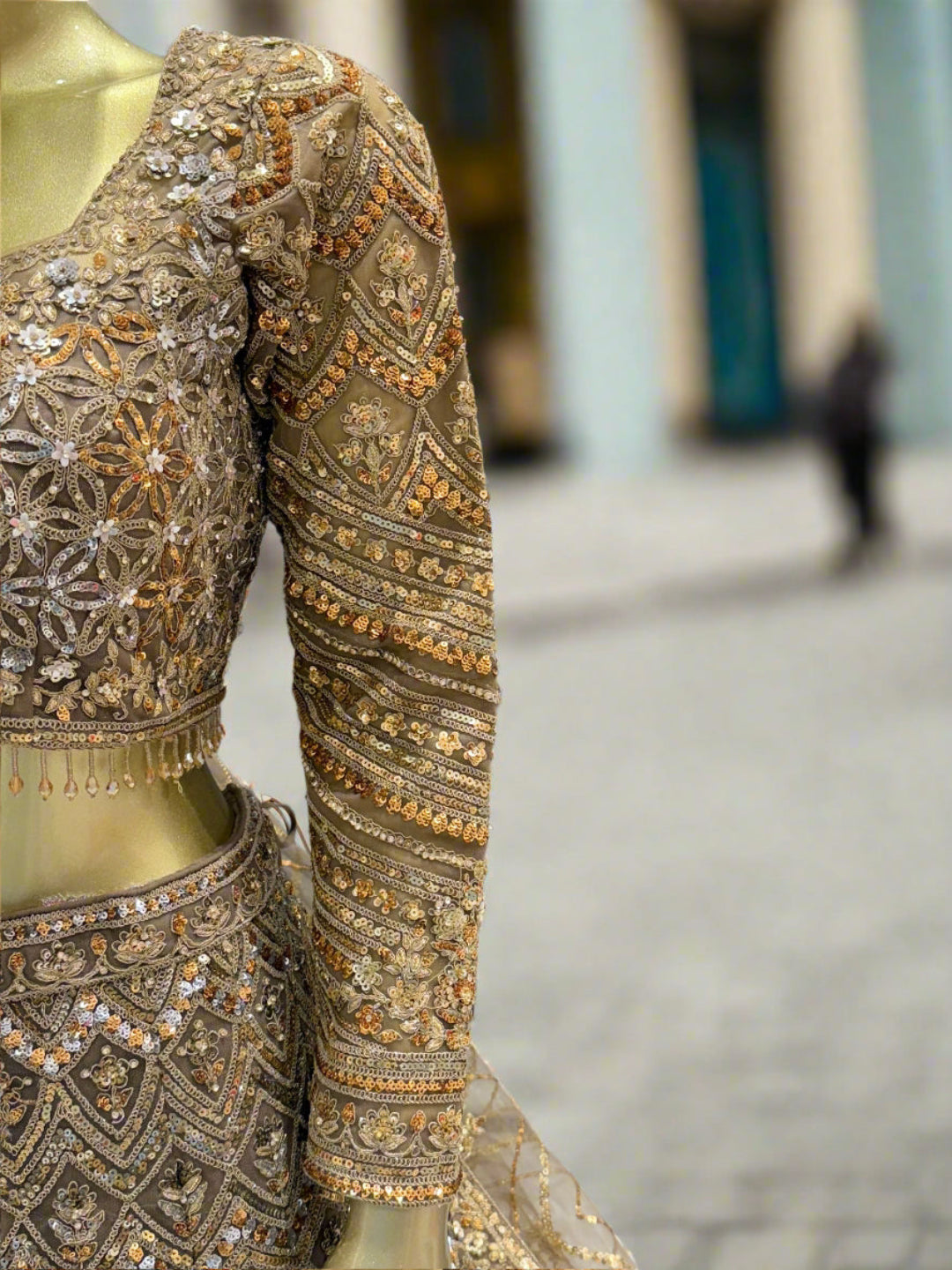 Gold Embellished Readymade Lehenga