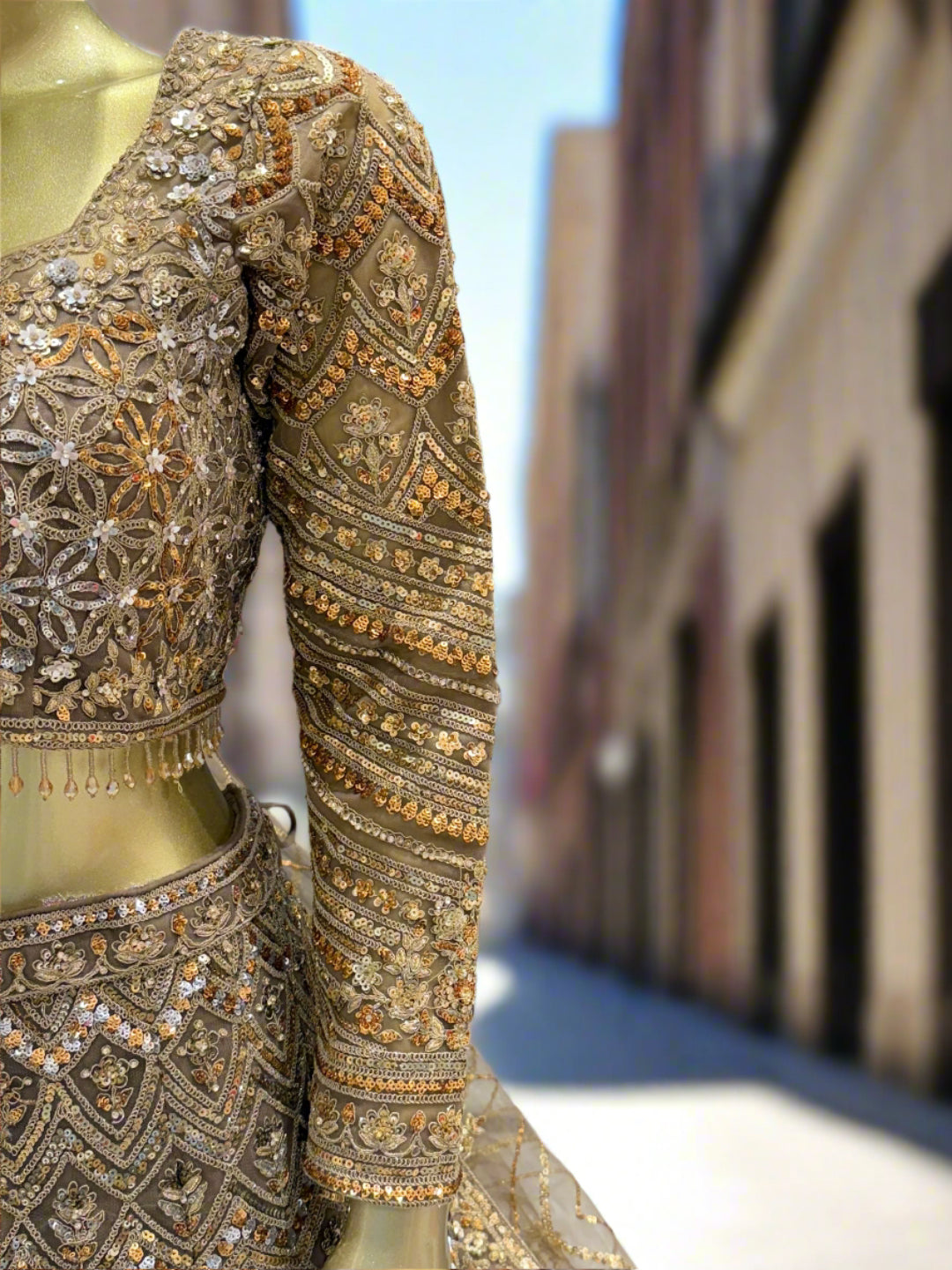 Golden Embellished Readymade Lehenga