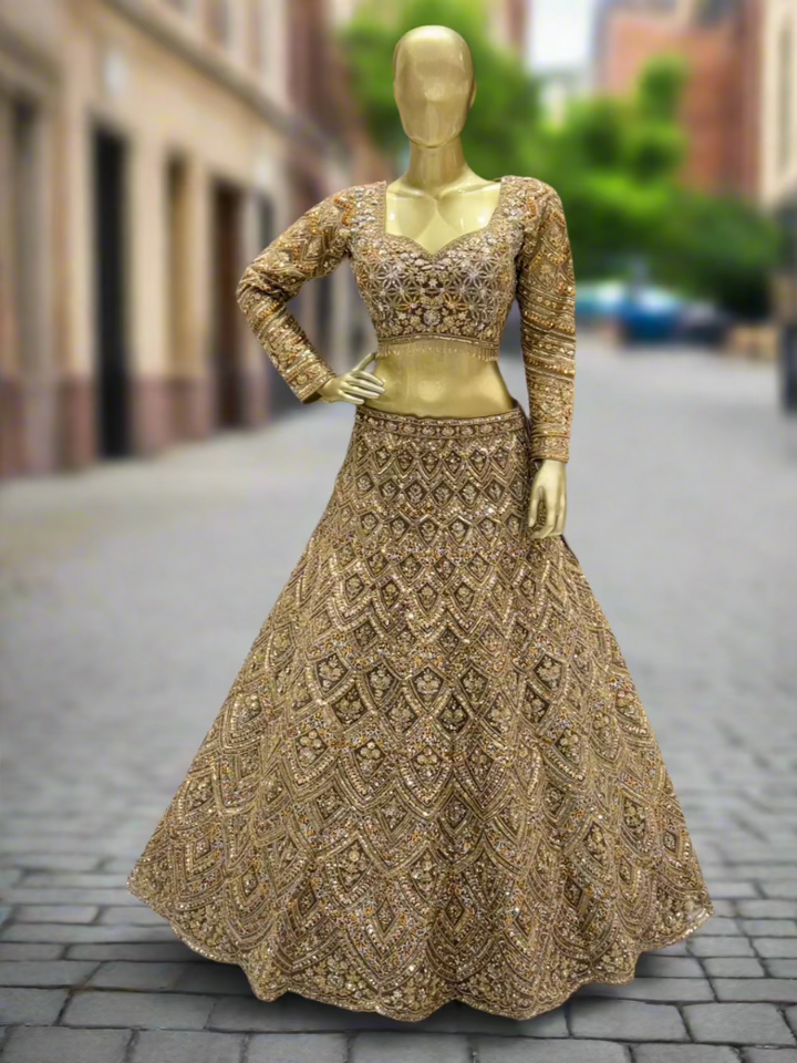 Golden Embellished Readymade Lehenga