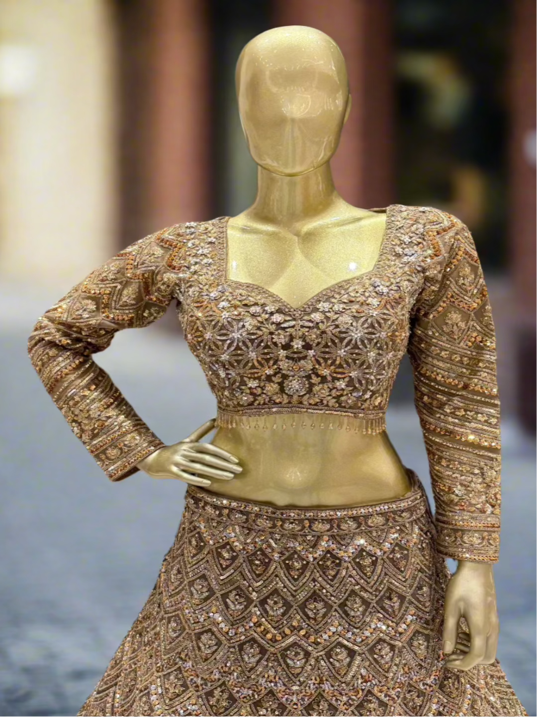 Golden Embellished Readymade Lehenga