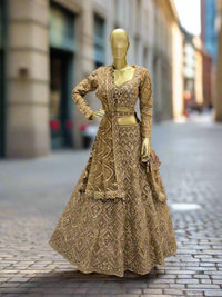 Gold Embellished Readymade Lehenga