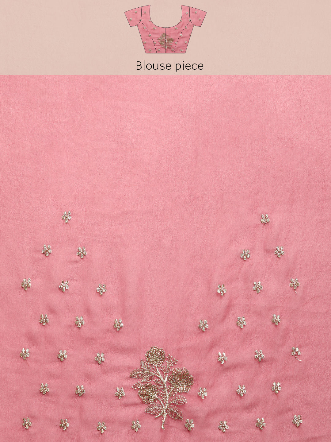 Dusty Pink Gold Thread Aari Embroidery & Swarovski Georgette Saree
