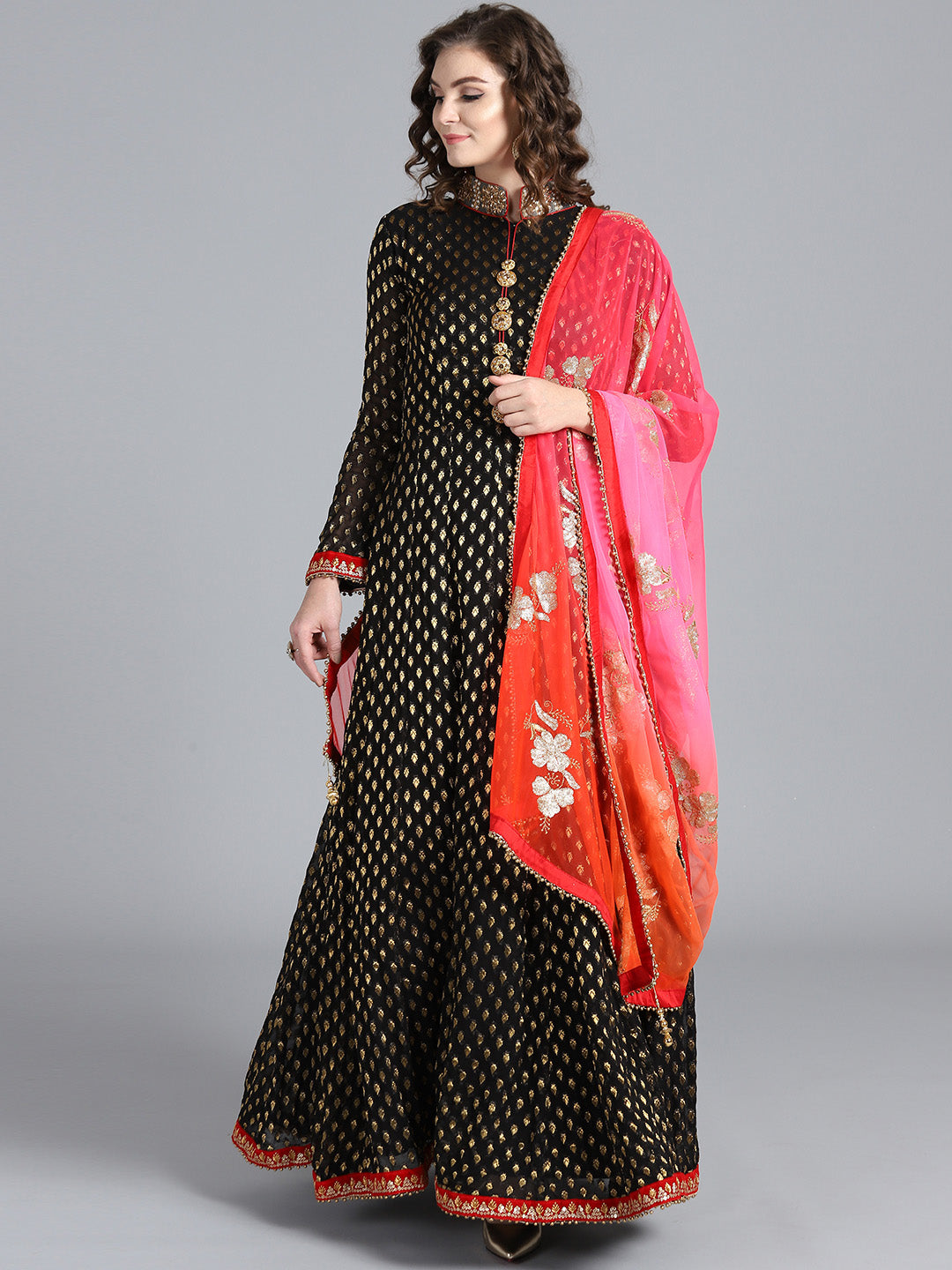 Khaddi Georgette Woven Suit with Embroidered Dupatta