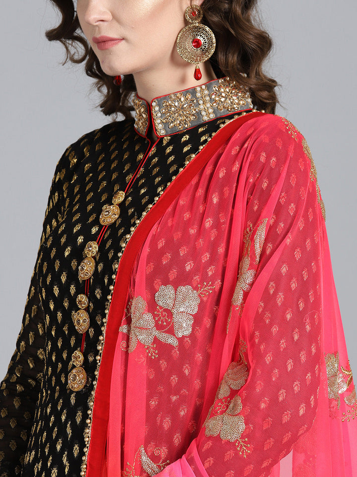Khaddi Georgette Woven Suit with Embroidered Dupatta