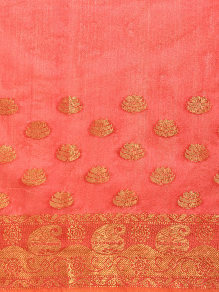 Chanderi Silk Banarasi Saree with Zari Paisley Floral Motifs