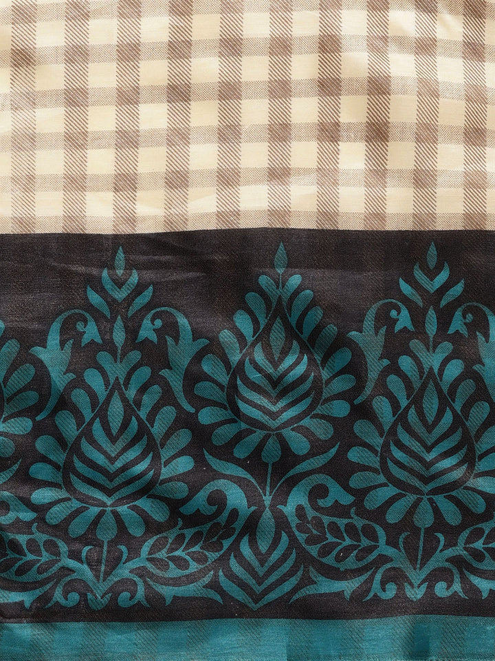 Tribal Inspired Printed Bhagalpuri Saree with Animal, Human Figures