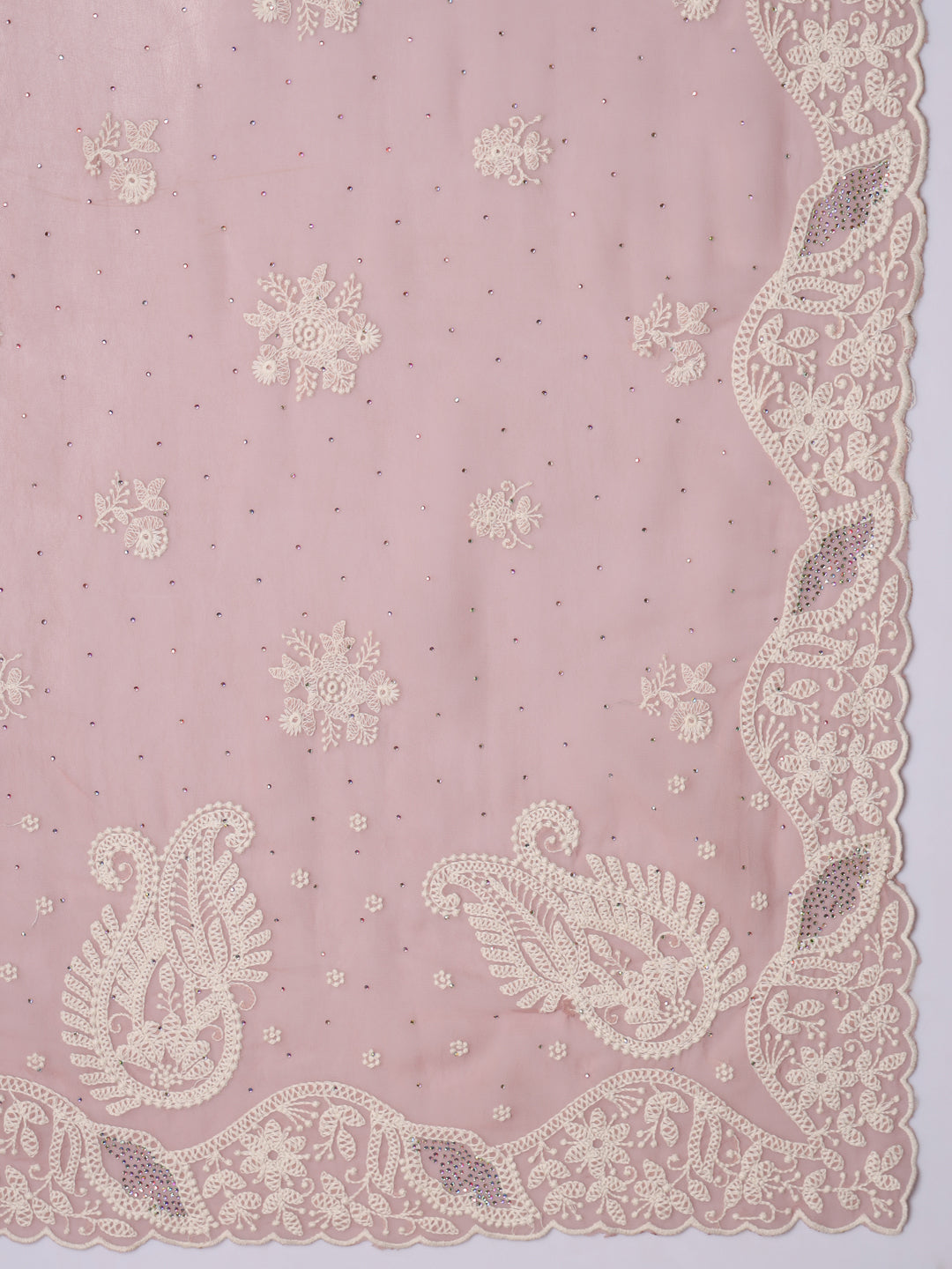 Pastel Resham Thread Embroidered & Crystal Embellished Saree