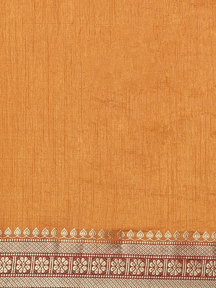 Mysore Silk Saree with Contrast Zari Floral Motif Weaving Border