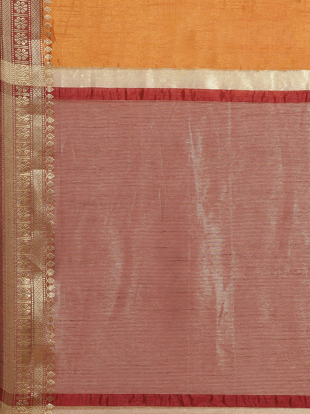 Mysore Silk Saree with Contrast Zari Floral Motif Weaving Border