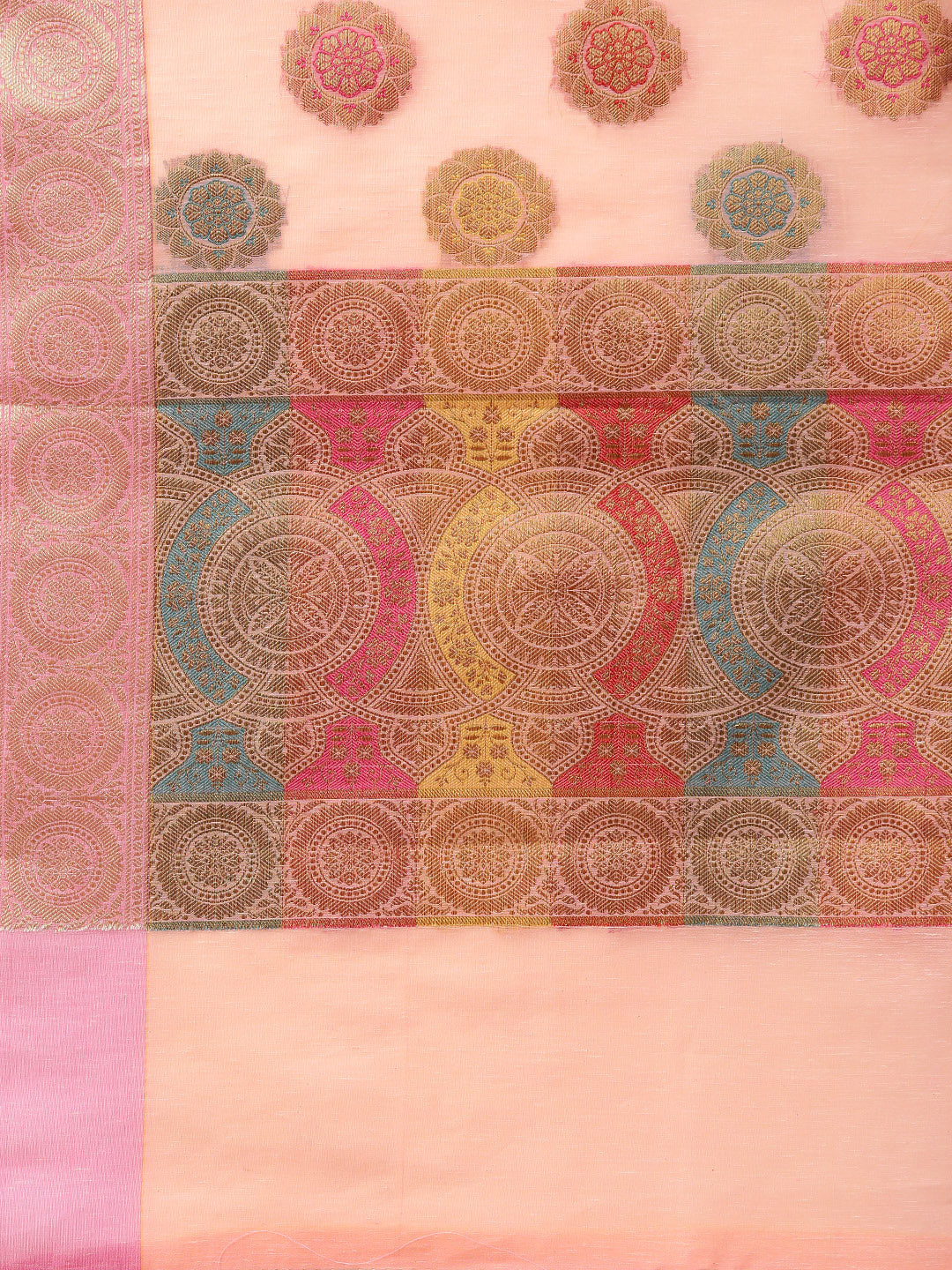 Banarasi Chanderi Silk Saree with Floral Meenakari Motifs