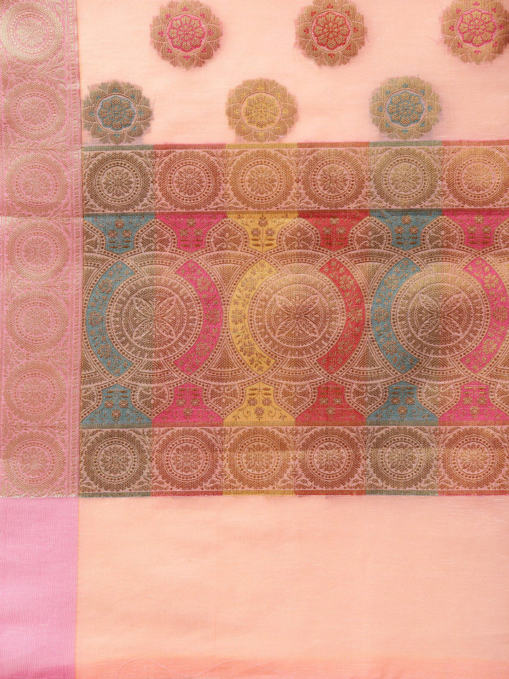 Banarasi Chanderi Silk Saree with Floral Meenakari Motifs