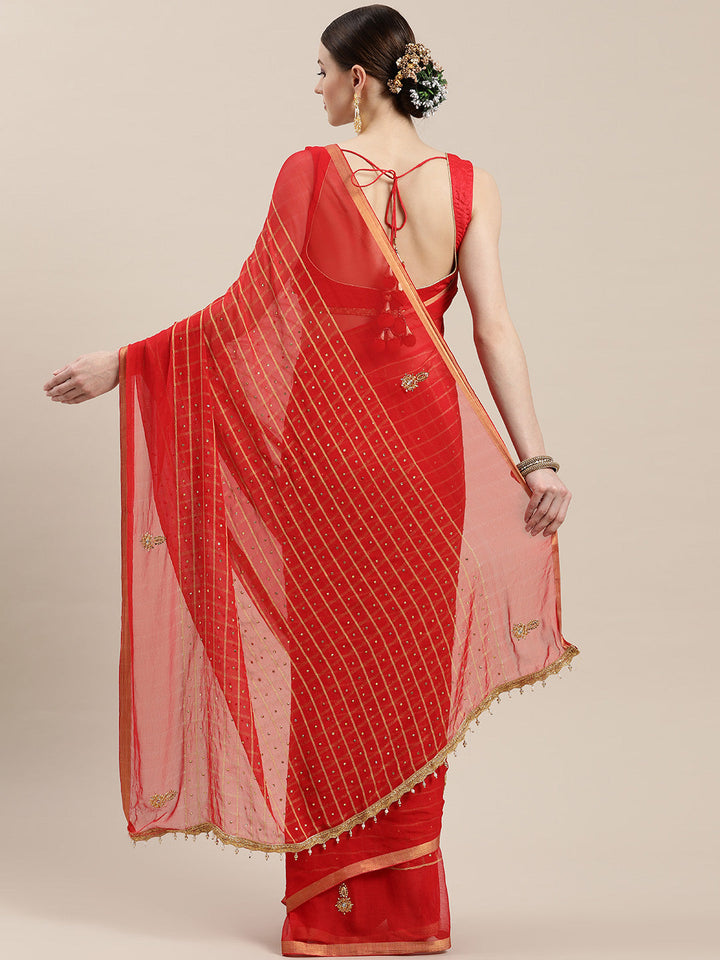 Red Gharchola Georgette Saree - UHPB8369