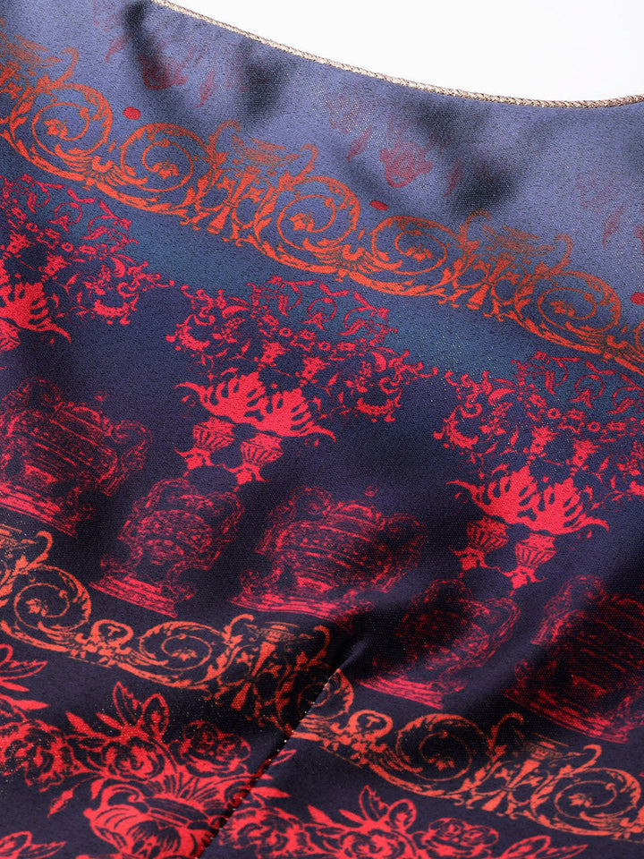 Digital Print Embellished Lehenga with Abstract Ombre Print