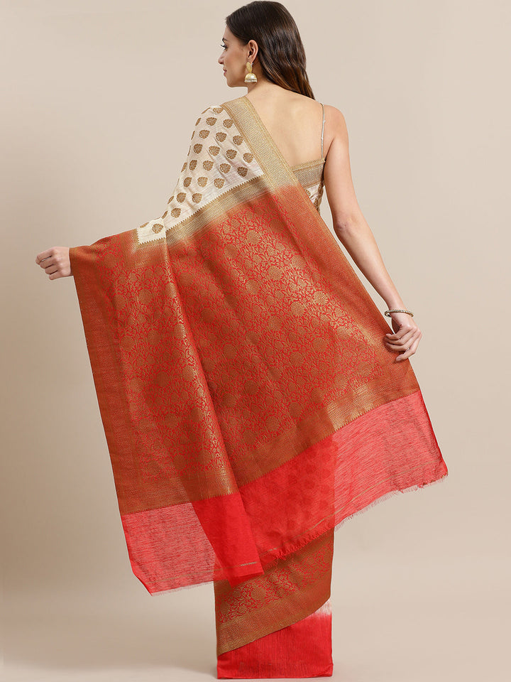 Banarasi Jute Cotton Silk Colorblocked saree
