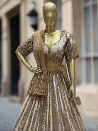 Golden and Silver Embellished Readymade Lehanga