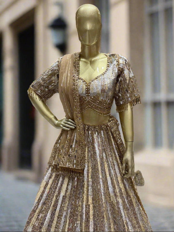 Golden and Silver Embellished Readymade Lehanga