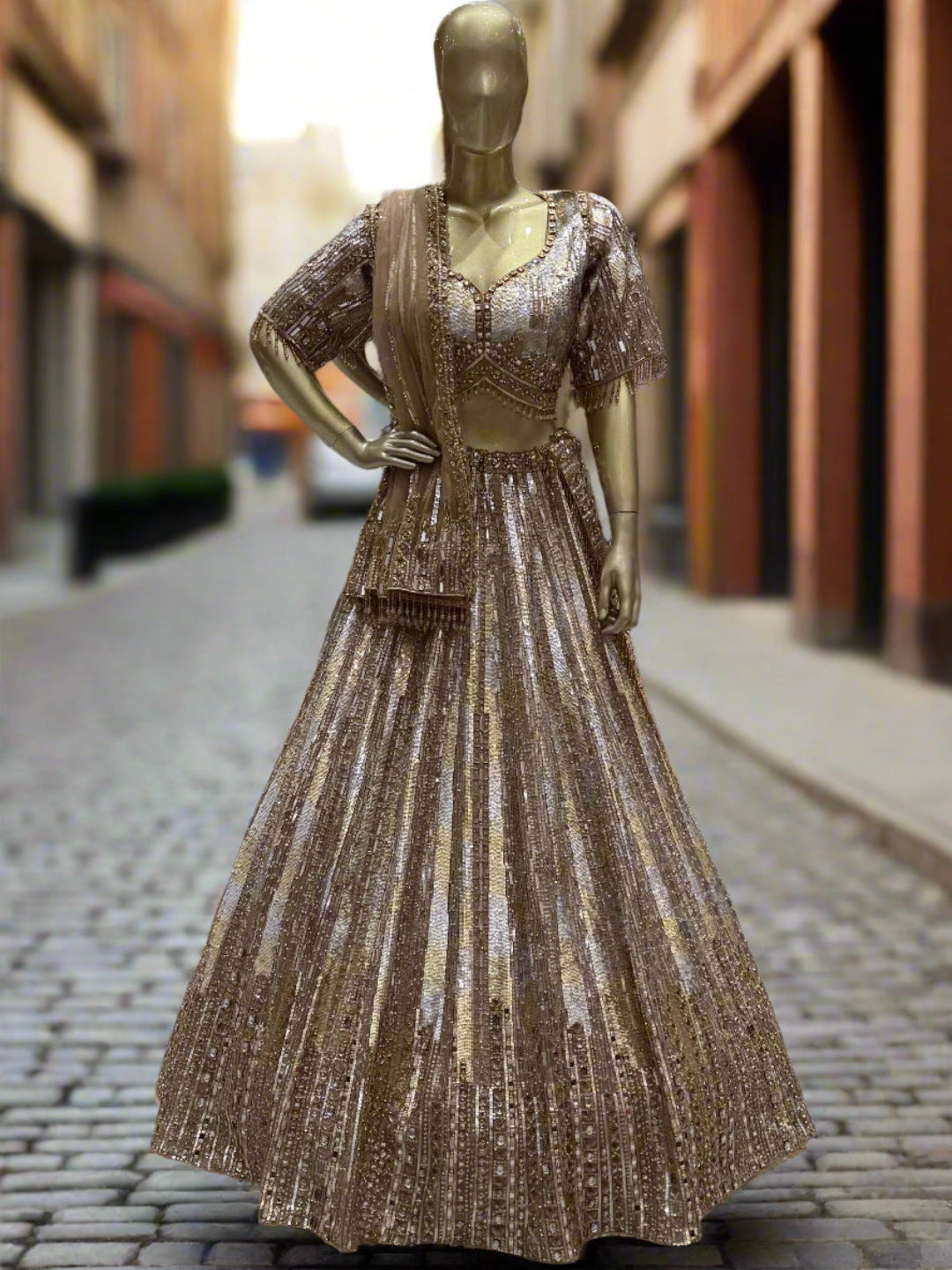 Golden and Silver Embellished Readymade Lehanga