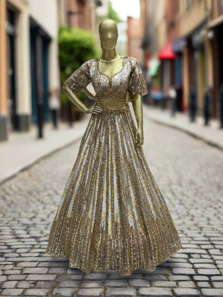 Golden and Silver Embellished Readymade Lehanga
