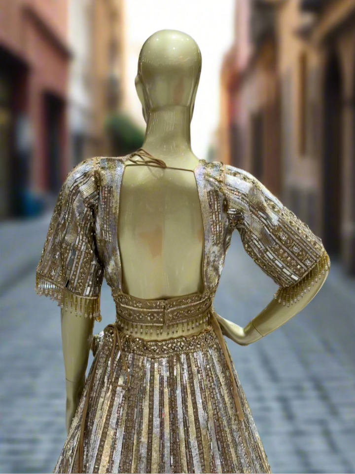 Golden and Silver Embellished Readymade Lehanga