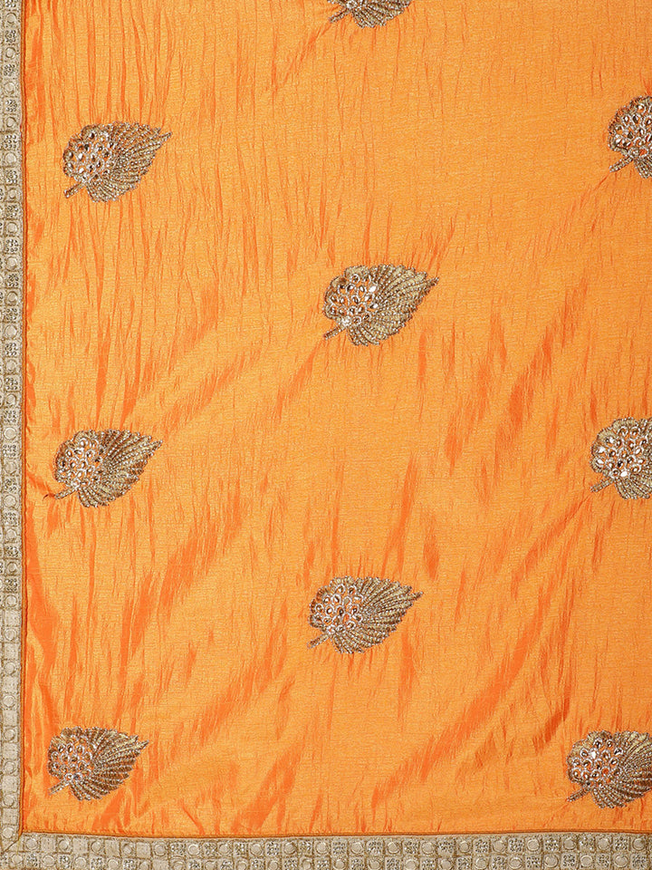 Satin Silk Saree with Zari Embroidery