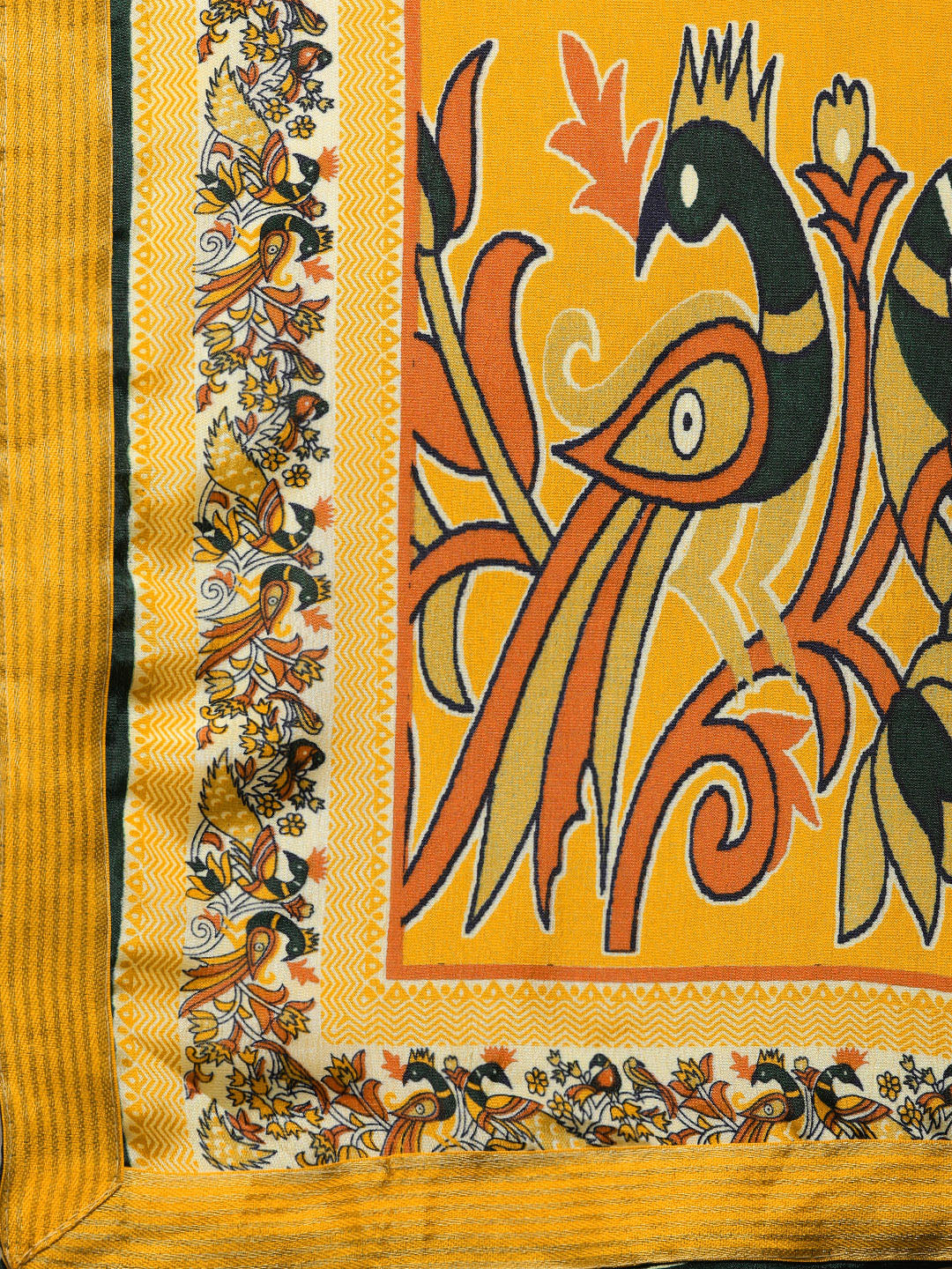 Peacock Motif Bandhani Satin Crepe Saree