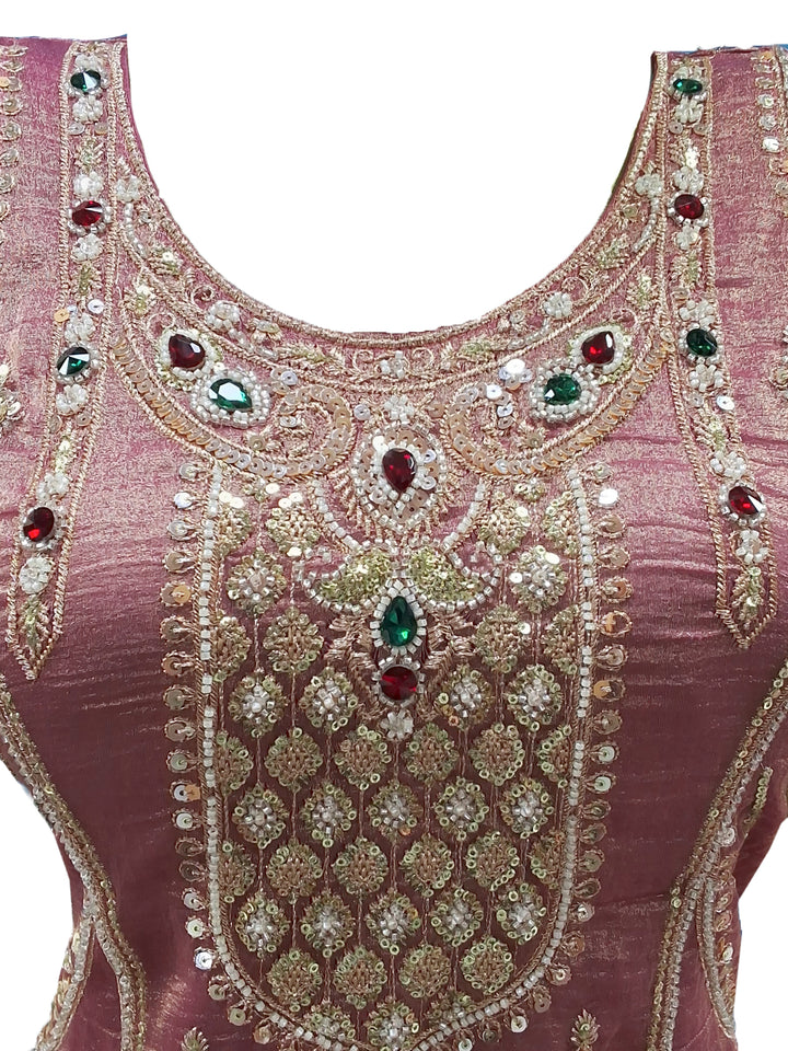 Dusty Pink Stone Embroidered Suit with Salwar and Dupatta