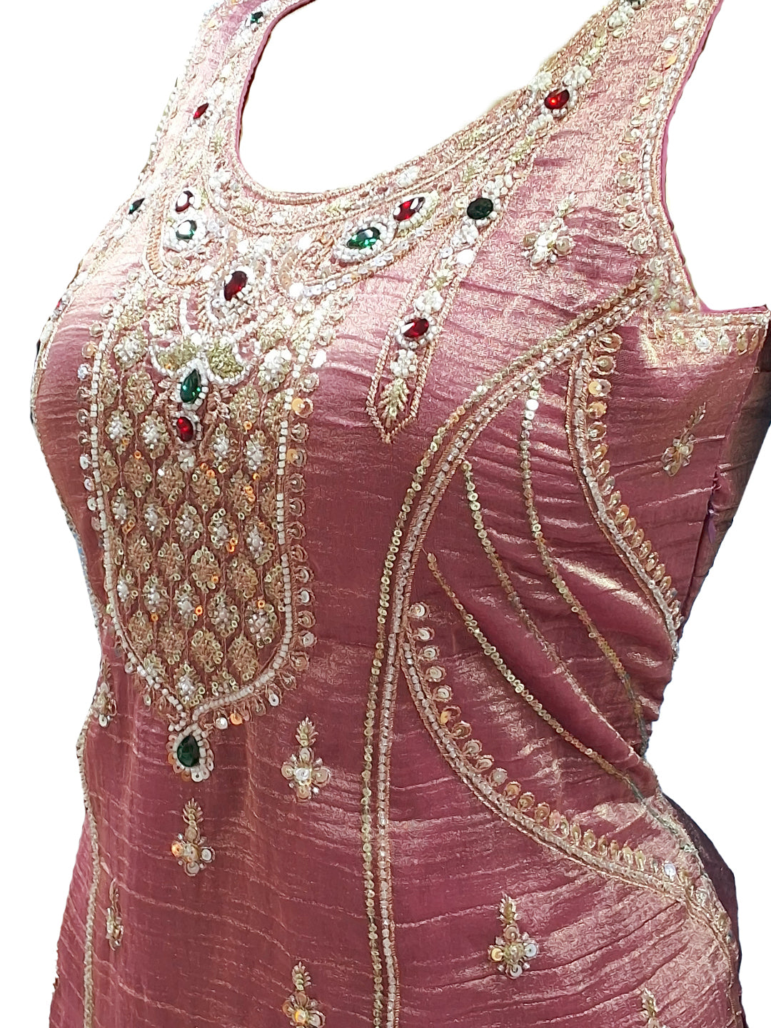 Dusty Pink Stone Embroidered Suit with Salwar and Dupatta