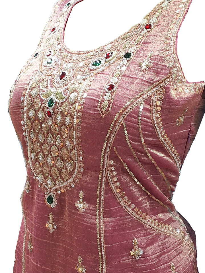 Dusty Pink Stone Embroidered Suit with Salwar and Dupatta