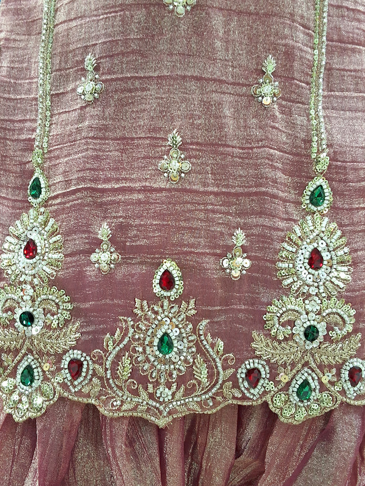Dusty Pink Stone Embroidered Suit with Salwar and Dupatta
