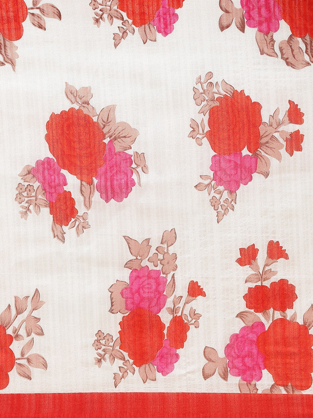Cream Summerish Floral Chanderi Digital Printed Saree