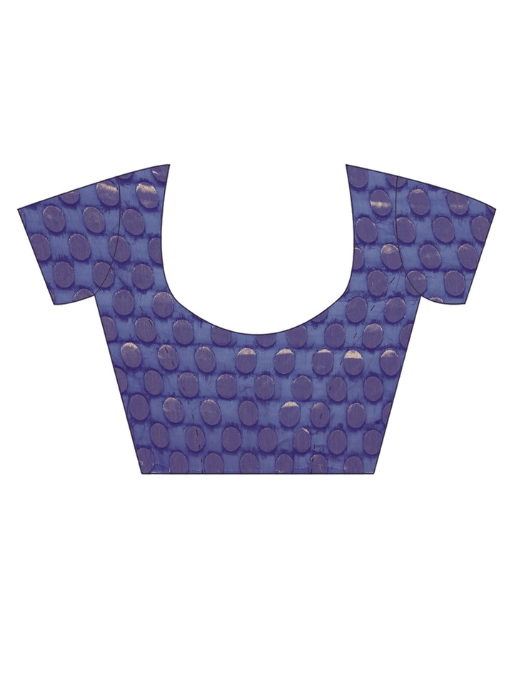 Blue Chiffon Woven Design Embellished Saree