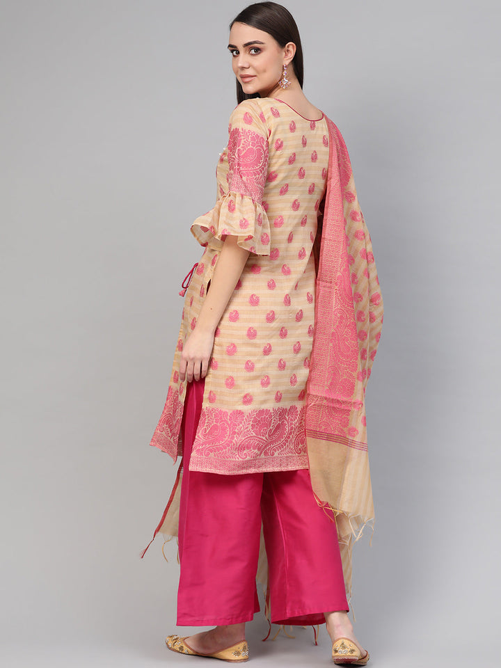 Angrakha Kurta Set with Banarasi Handloom dupatta