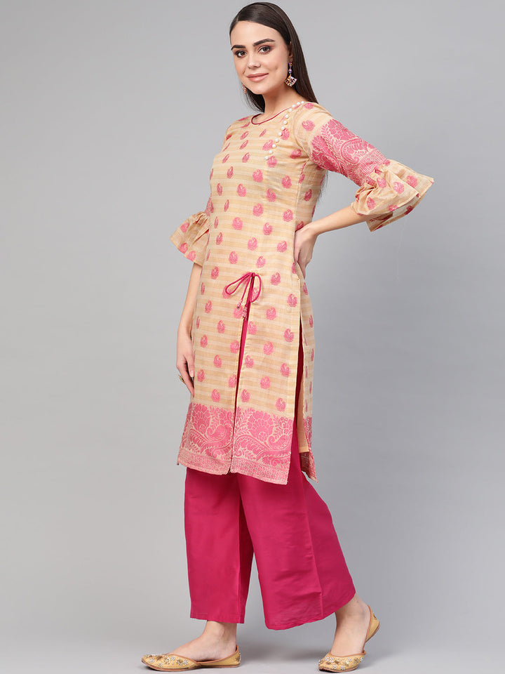 Angrakha Kurta Set with Banarasi Handloom dupatta