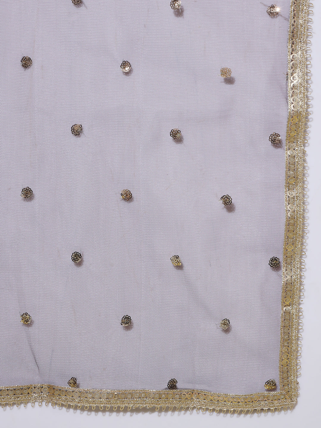 Pink Ombre Foil Print Flared Gown with Accordian Pleats & Net Dupatta