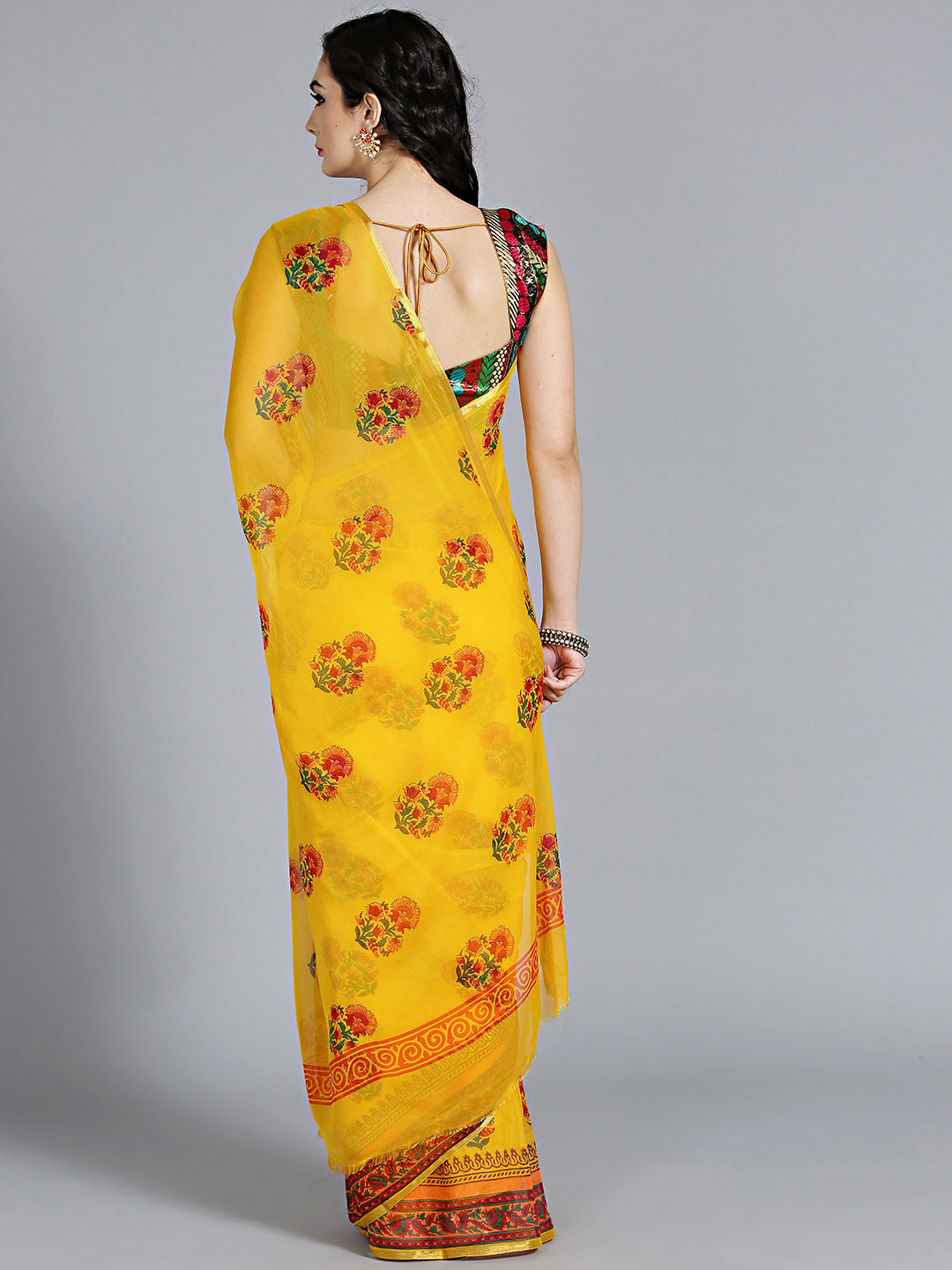 Summer Chiffon Leheriya Saree with Beautiful Floral Pattern