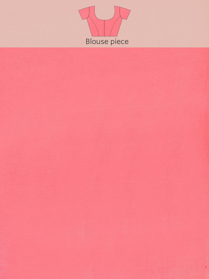 Gajari Pink Floral Digital Printed & Glitter Embellished Chiffon Saree