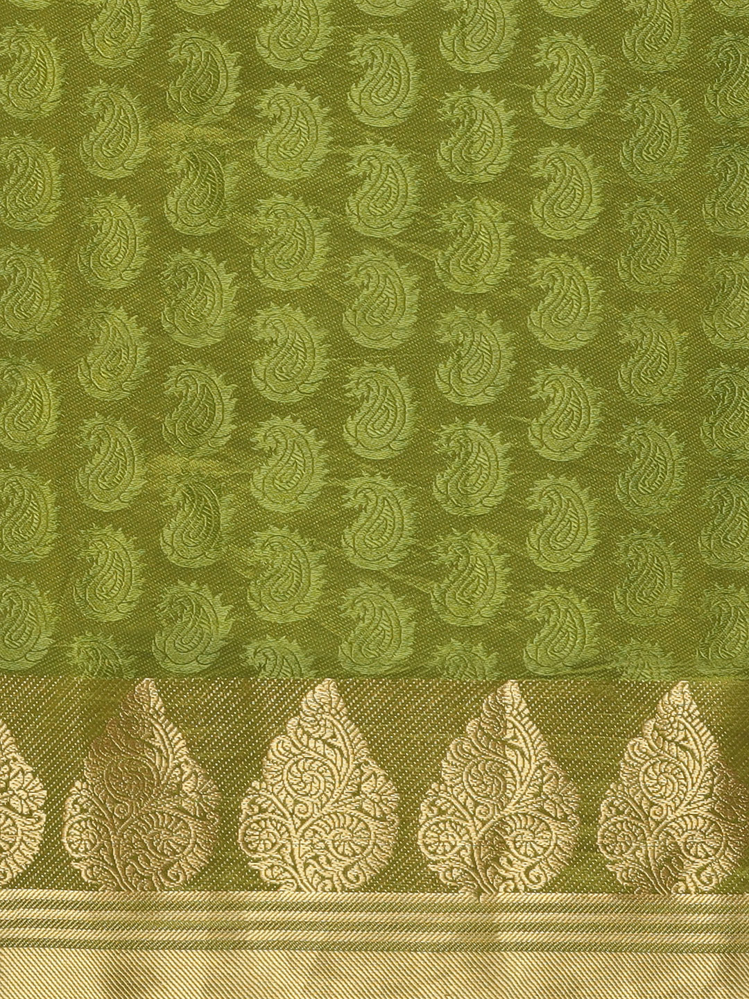 Banarasi Jamdani Embossed Handloom Saree with Paisley Resham Weaving & Woven Zari Border
