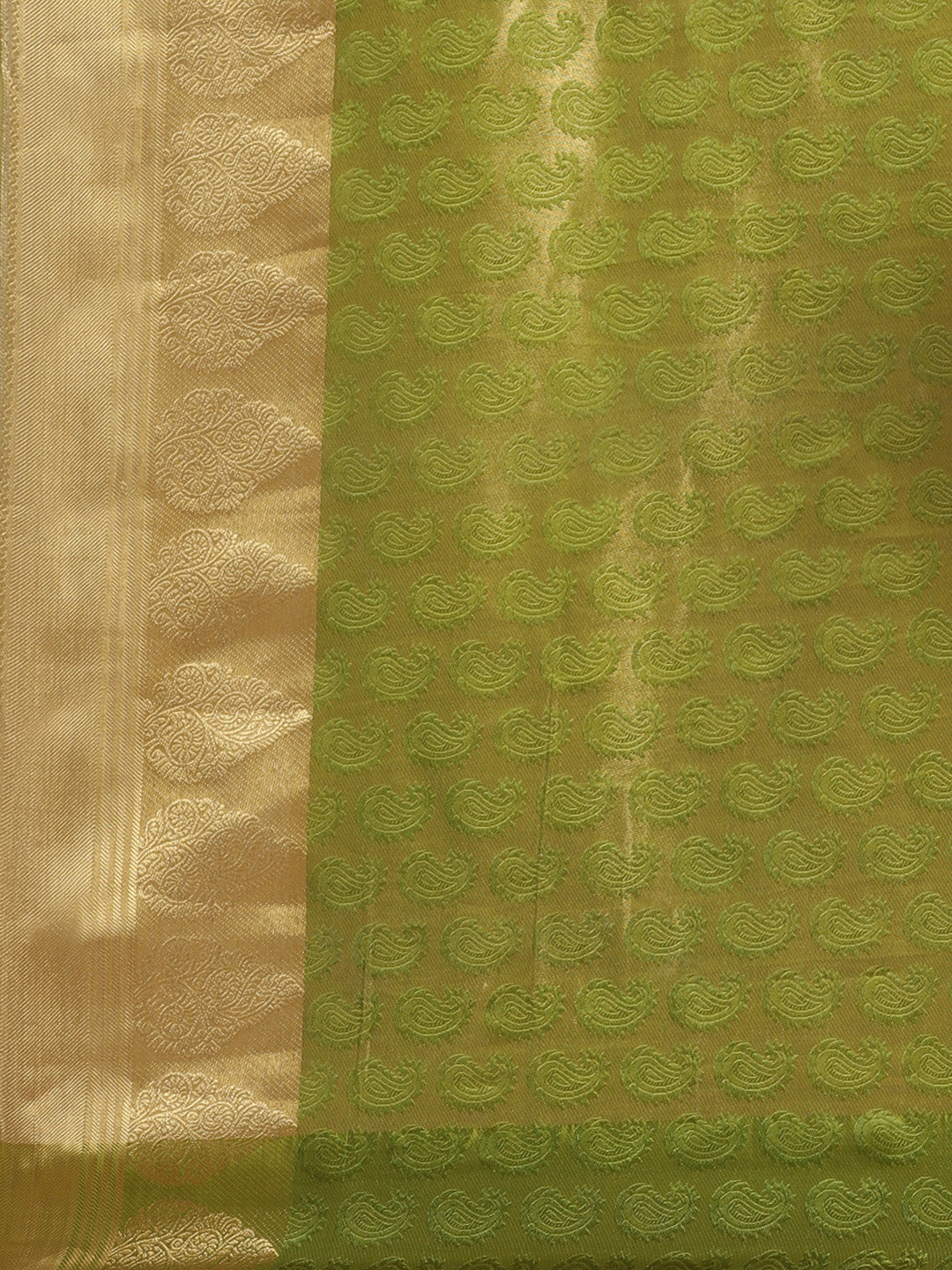 Banarasi Jamdani Embossed Handloom Saree with Paisley Resham Weaving & Woven Zari Border