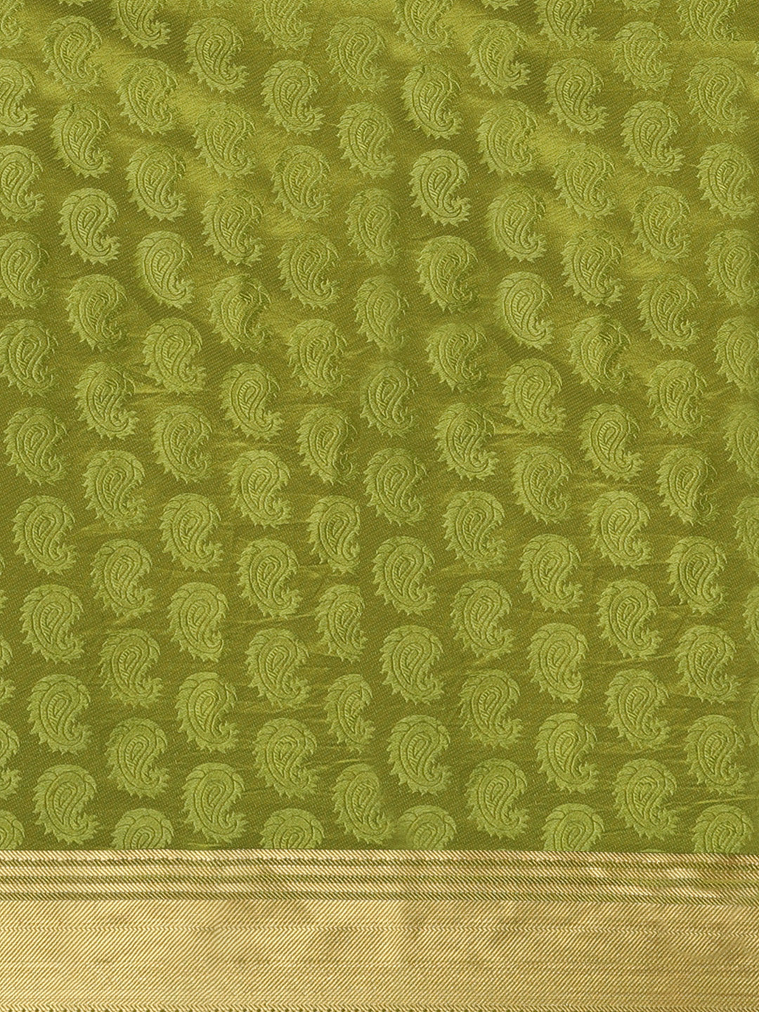 Banarasi Jamdani Embossed Handloom Saree with Paisley Resham Weaving & Woven Zari Border