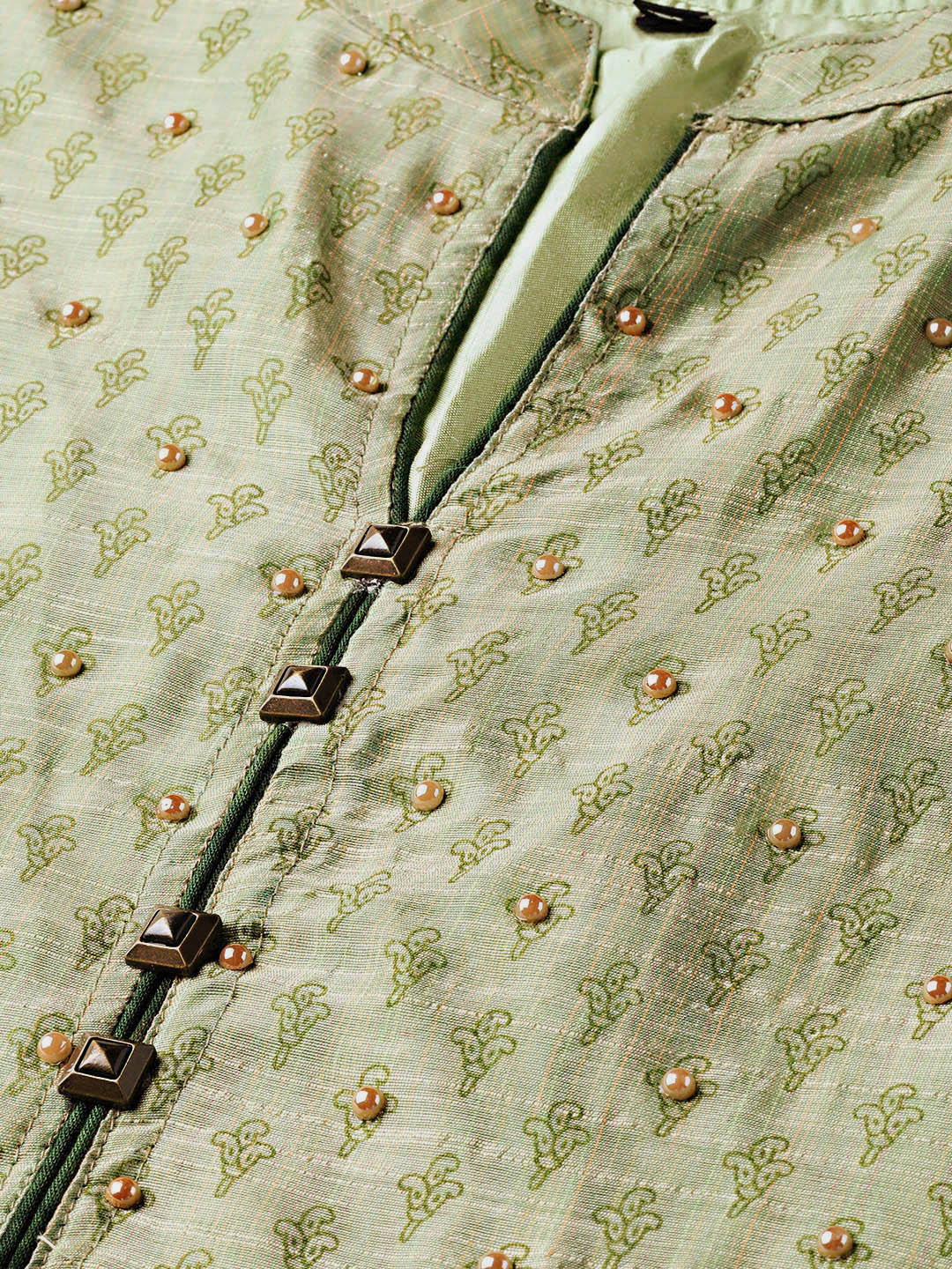 Embellished Anarkali Printed Dress with Ikat Inspired Print