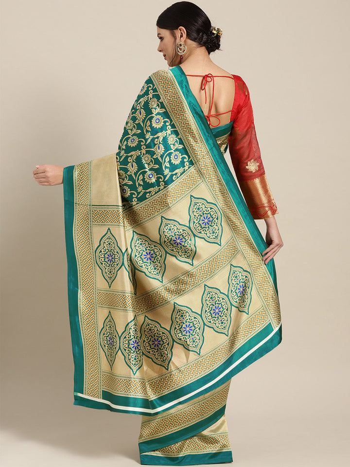 Patola Printed Half-&-half saree with Zari Meenakari floral pattern