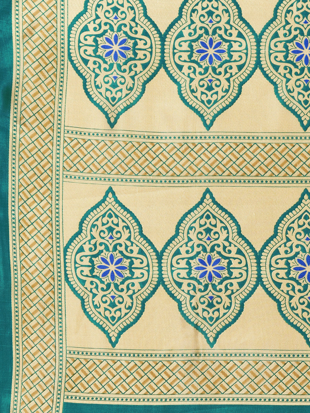 Patola Printed Half-&-half saree with Zari Meenakari floral pattern