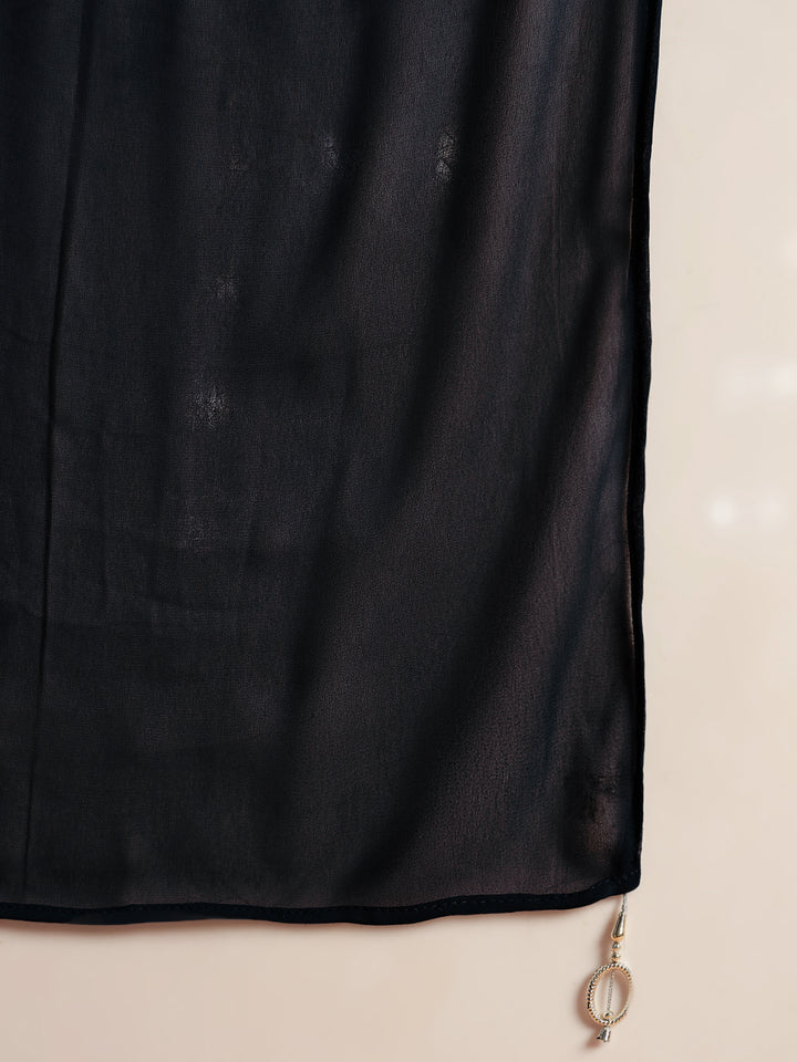 Tasseled Corset Style Crop Top set with Resham Embroidery, Pre-pleated Dupatta & Pocket