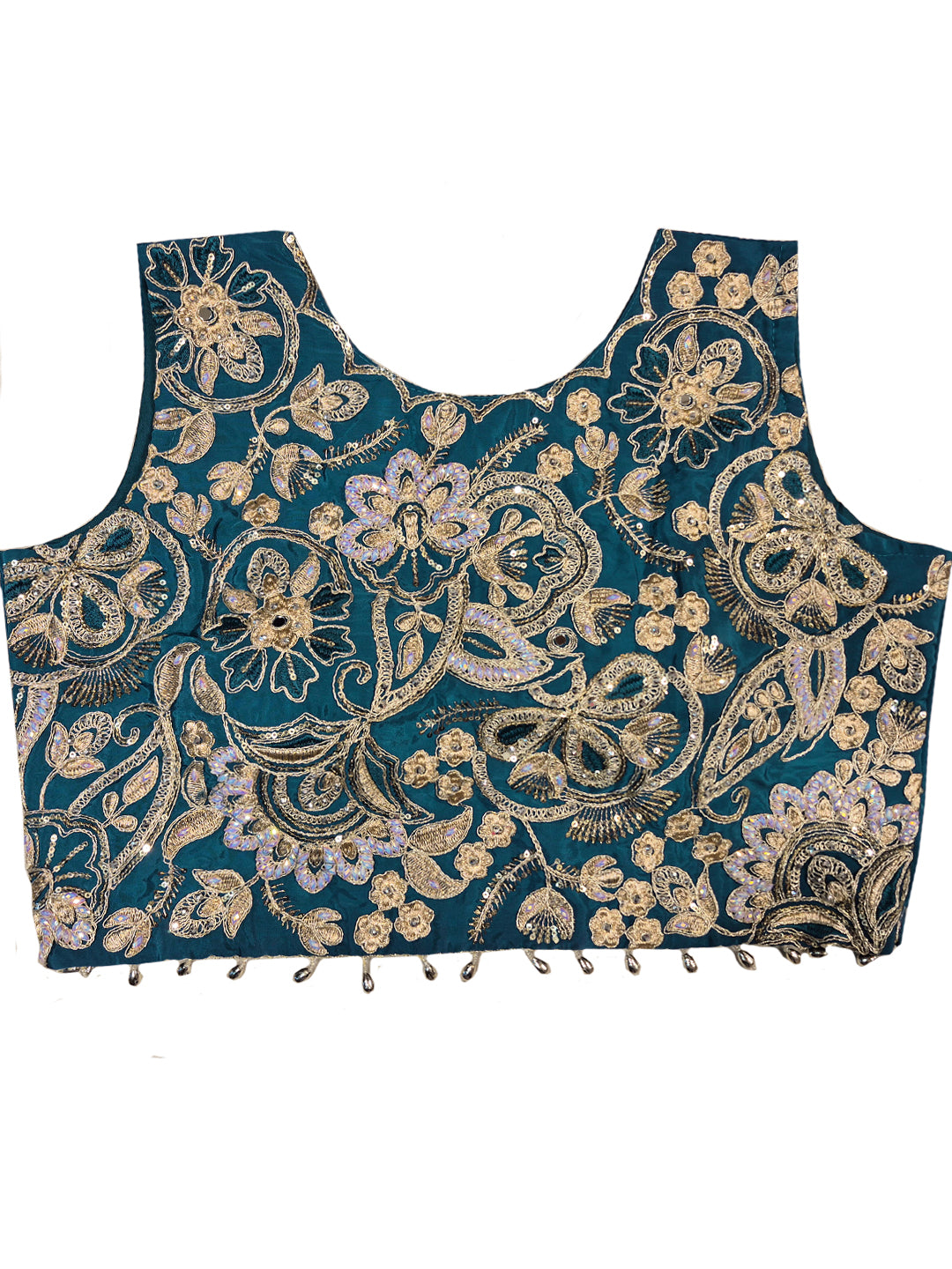 Zari Embroidery Indo-Western Set with Sequinned Shrug, Scalloping & Pleated Dhoti Skirt