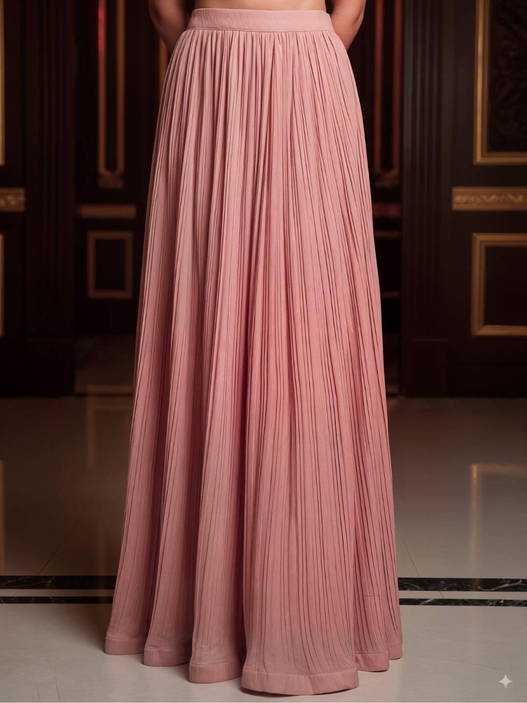 Sequinned Resham Embroidered Long Front-Slit Kurta with Pleated Lehenga & Dupatta