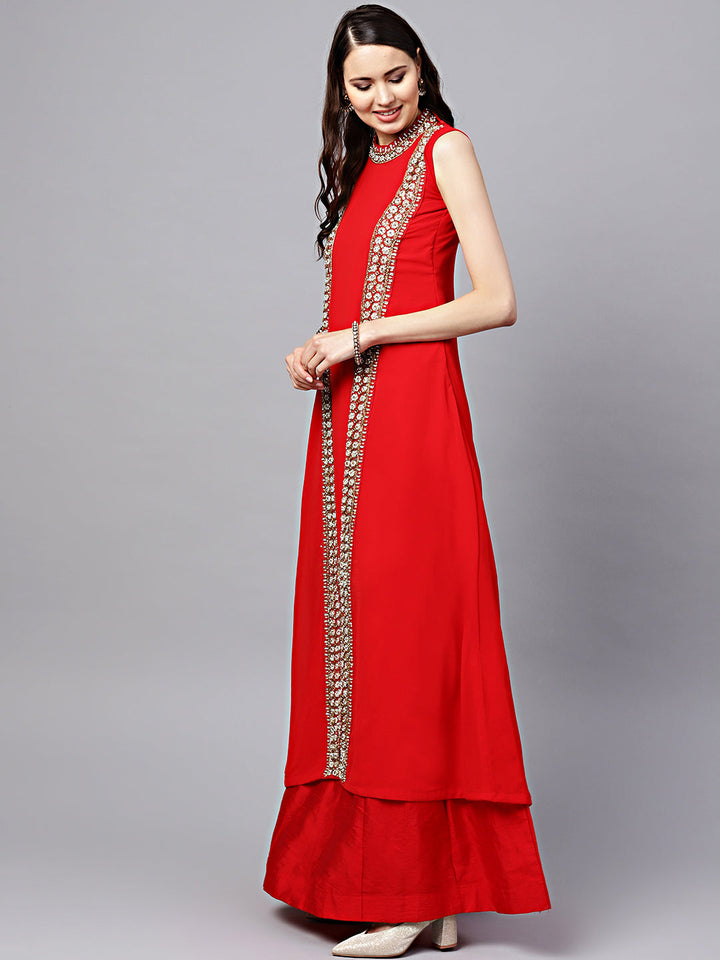 Jacket Style Lehenga Set with Zircon Crystal Embroidery