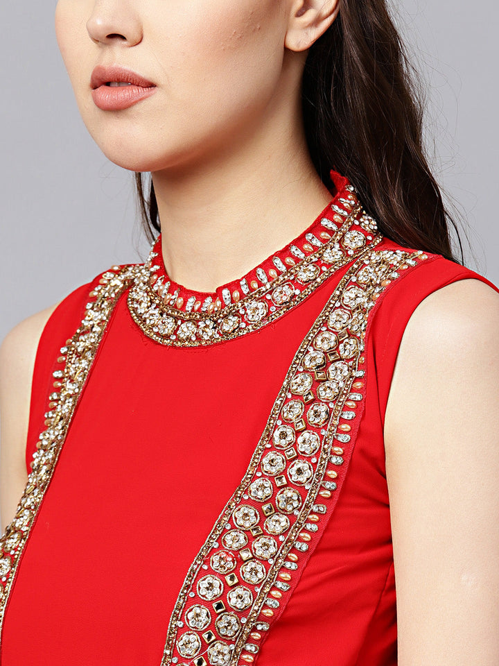 Jacket Style Lehenga Set with Zircon Crystal Embroidery