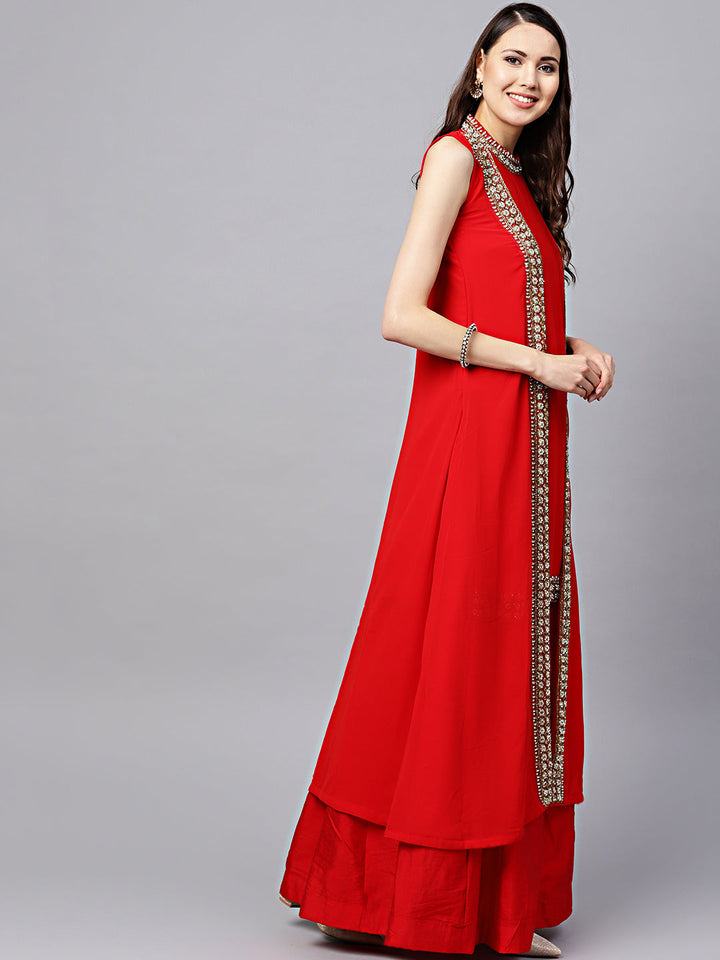 Jacket Style Lehenga Set with Zircon Crystal Embroidery