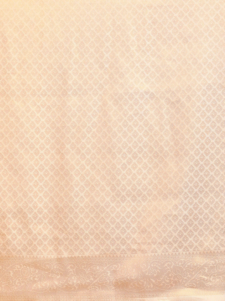 Gold Creme Woven Ethnic Kanjeevaram Handloom Saree