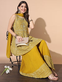 Mirror Embellished Kalidar Kurta Pleated Palazzo Set